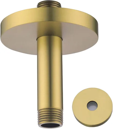 Miniatura 30 de Brazo de ducha montado en el techo de 4 pulgadas, extensión de cabezal de ducha negro mate con escudo único a juego, conexión estándar de 1/2