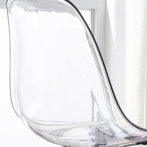 Miniatura 7 de Silla de escritorio de acrílico transparente, moderna, pequeña, bonita, silla de plástico rodante, silla de plástico con ruedas y altura ajustable