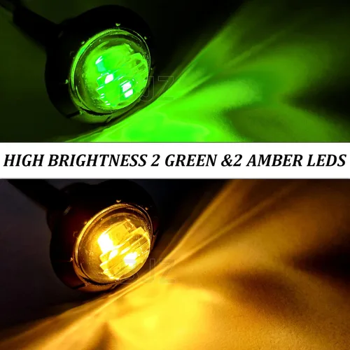 Miniatura 2 de BJZ - Juego de 10 luces LED de 3/4 de pulgada, redondas, para remolque, luz de gálibo lateral, color ámbar a verde, luz indicadora de 12 V, 4 LED