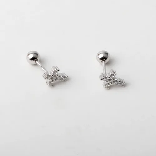 Miniatura 6 de Pendientes pequeños de plata de ley 925 con rosca trasera