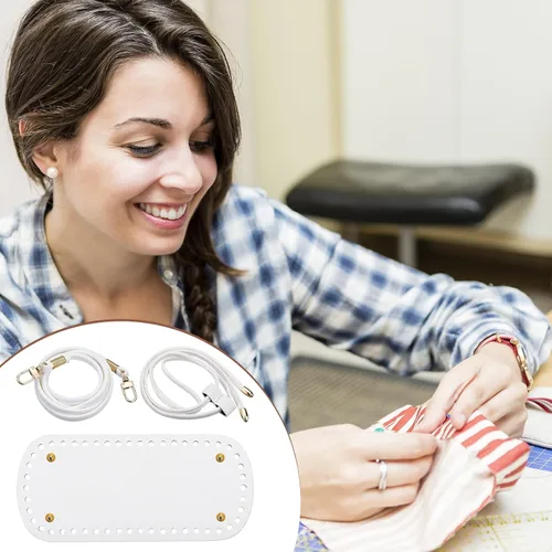 Miniatura 7 de uxcell Juego de 3 bolsas de cuero para hacer mochilas, kit de fabricación de bolsos de cuero con parte inferior de bolsa, correa para el hombro