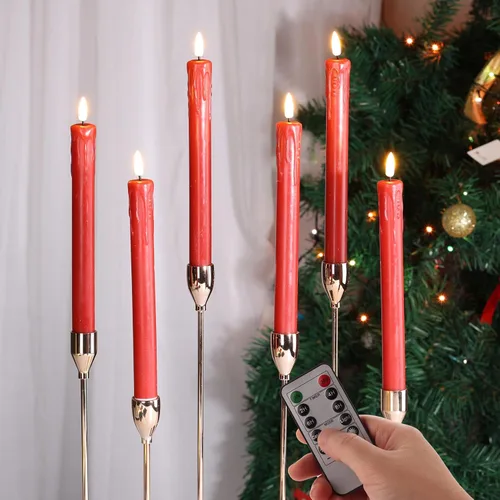 Miniatura 9 de Velas sin llama negras con control remoto, velas de LED realistas parpadeantes, operadas a batería, juego de 6