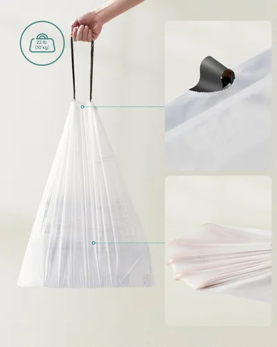Miniatura 6 de SONGMICS Bolsas de basura con cordón, bolsas de basura para cocina, fáciles de arrancar, paquete sin caja, para botes de basura de 18 galones