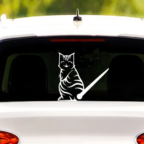 Miniatura 17 de Adhesivo para limpiaparabrisas trasero de gato, divertido gato en movimiento, cola en movimiento, adhesivo para limpiaparabrisas trasero
