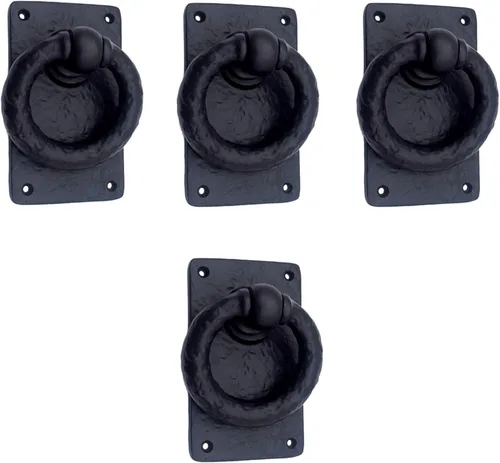 Miniatura 10 de Adonai Hardware "Adonikam" - Anillo de hierro fundido antiguo resistente para puerta de entrada frontal medieval (1 paquete, negro mate) para Mate