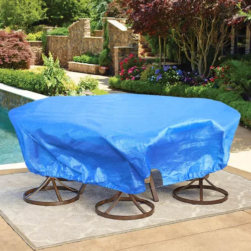 Miniatura 14 de Bynbbur Funda impermeable para muebles de patio de 13 pies con dobladillo de cuerda de alambre en todos los bordes, fundas redondas para piscina