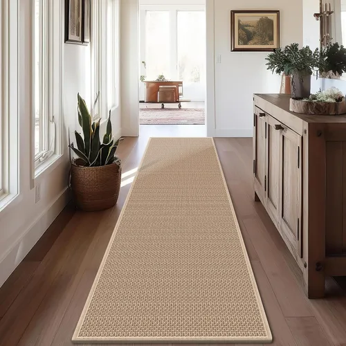 Miniatura 40 de GOYLSER Alfombras de yute de 15 pies para pasillo, alfombra de cocina, antideslizante, lavable, absorbente, alfombra de pasillo color beige