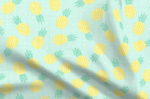 Miniatura 4 de Spoonflower Tela: textura de piña, triángulos de menta amarilla, piñas, alimentos, cocina, estampado en pétalos, tela de algodón distintiva por The