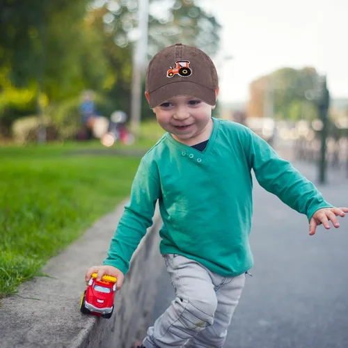 Miniatura 6 de Gorras de béisbol de tractor de granja para niños y niñas, sombrero vintage lavado, ajustable, divertido sombrero para papá para niños pequeños de 3