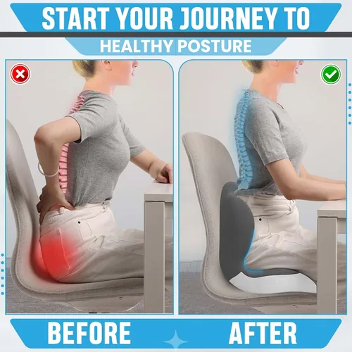 Miniatura 4 de Cojín grande de espuma viscoelástica para asiento lumbar para ciática y coxis, alivio de presión para coxis, para silla de oficina, automóvil, silla