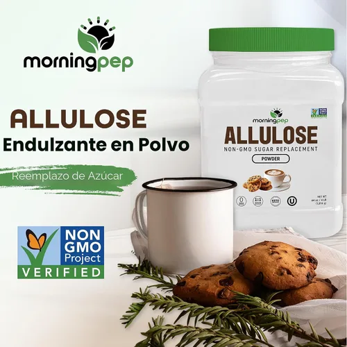 Miniatura 8 de Morning Pep Edulcorante de Alulosa 2 lb – Alternativa de Azúcar Sin Calorías, 100% Puro, Sin Eritritol, Verificado por el Proyecto No-OMG