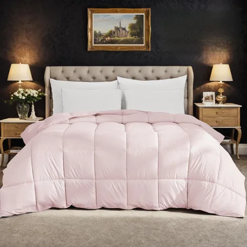 Edredón tamaño King extragrande de 120 x 120 pulgadas, ligero, alternativo al plumón, para todas las estaciones, 8 pestañas en las esquinas, Rosa