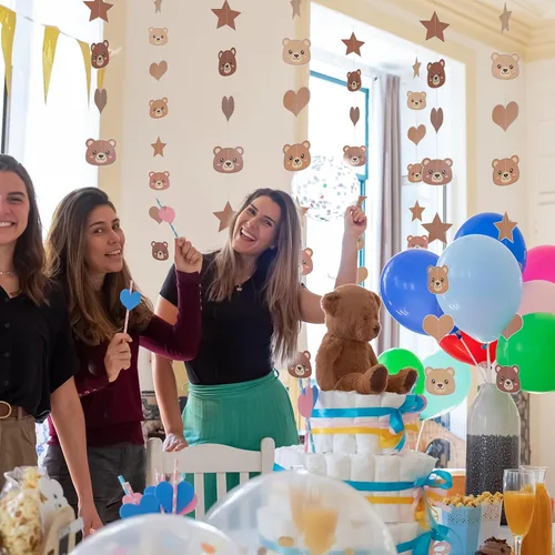 Miniatura 4 de Decoraciones de fiesta de cumpleaños de oso, pancarta de animales para revelación de género, cumpleaños, boda, baby shower, temática de osos