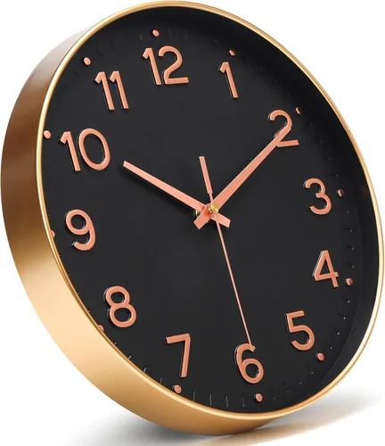 Miniatura 2 de MEIRED Reloj de pared de 12 pulgadas, silencioso sin tictac, funciona con pilas, reloj de pared redondo moderno y simple estilo decorativo