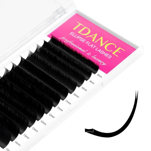 TDANCE - Extensiones de pestañas clásicas, pestañas planas, extensiones de pestañas 0.15mm, rizo D, extensiones de pestañas elípticas, 8-15mm,