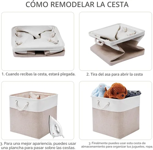 Miniatura 5 de Cubos de Almacenamiento de 13 x 13 Pulgadas, Paquete de 6 Cubos de Almacenamiento para Estantes, Contenedores de Almacenamiento de Tela Plegables