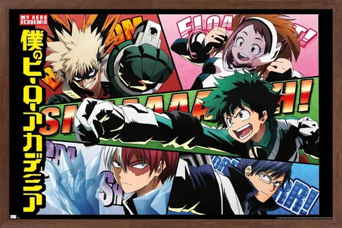 Miniatura 10 de Trends International My Hero Academia - Póster de pared de cómic, 14.72 x 22.37 pulgadas, versión enmarcada de madera de granero