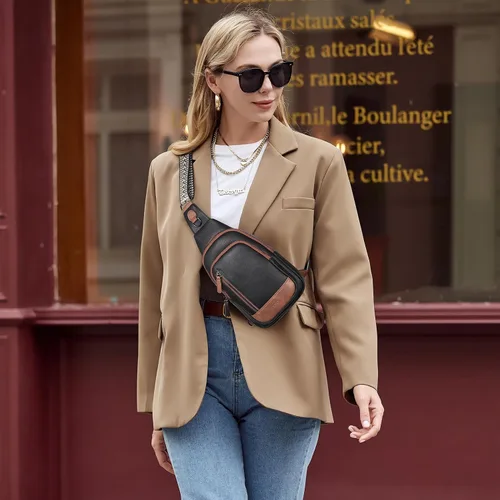 Miniatura 2 de Bolsos cruzados CLUCI para mujer y hombre, bolso bandolera de cuero, mochila de cuerpo cruzado para mujer, regalos para mujeres, cumpleaños, único