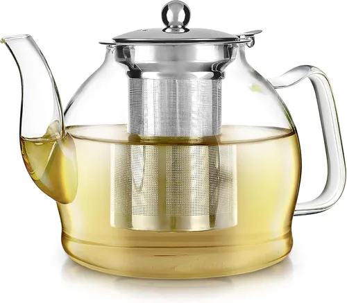 Miniatura 8 de Teabloom Dublin - Tetera de vidrio de borosilicato de primera calidad con infusor inoxidable extraíble, apta para estufa, ideal para té de hojas