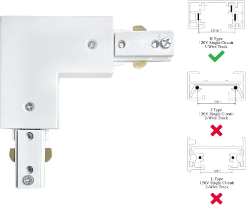 Miniatura 2 de Blanco H Track L conector H tipo circuito único 3-Wire-1 Kit de iluminación de pista para H Track System Accesorios de iluminación de pista 120V
