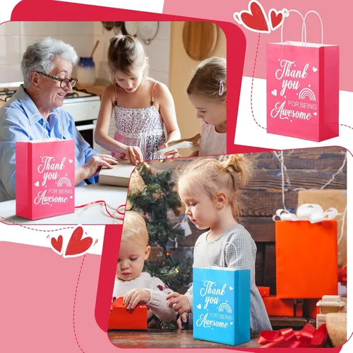 Miniatura 5 de Qeeenar 24 bolsas de regalo de agradecimiento a granel con asa para CNA Week bolsas de papel de agradecimiento a empleados medianos de 6 x 8 x 3