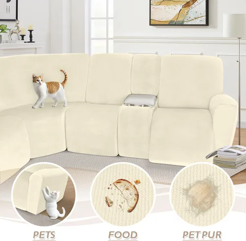 Miniatura 46 de Arfntevss Fundas de sofá seccional reclinable de terciopelo, Funda de sofá seccional de esquina para sofá reclinable, Funda elástica suave