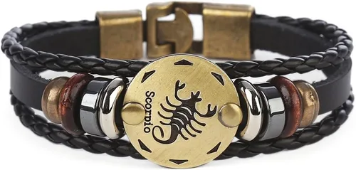Miniatura 8 de Hamoery Pulsera de cuero de aleación punk para Constellation trenzada pulsera pulsera brazalete
