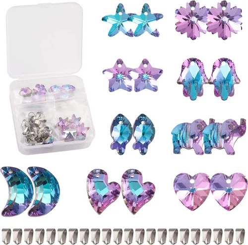 Miniatura 13 de Cuentas de cristal facetado de diamantes de imitación, Vidrio Plata Diamante de imitación, cristal Colorido#Corazón irregular