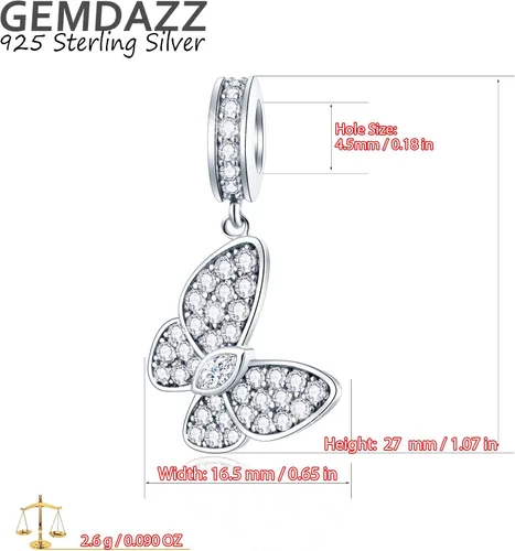 Miniatura 2 de GEMDAZZ Dijes temáticos de animales en plata de ley 925, bonito oso polar 3D, rana, cigarra, mariquita, abeja, libélula para pulseras europeas