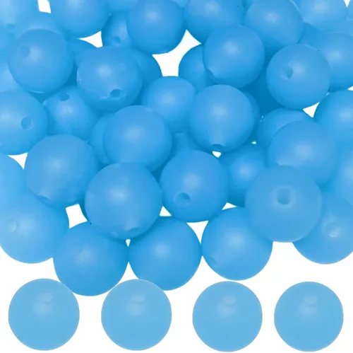 Miniatura 24 de Cuentas de silicona, 70 cuentas redondas de silicona de 0.472 pulgadas para hacer llaveros, pulseras, collares, aretes, joyas, manualidades (azul)