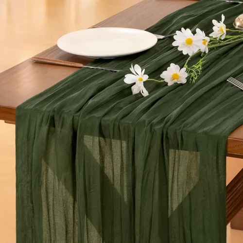 Miniatura 32 de Socomi - 10 caminos de mesa de gasa, estilo bohemio y rústico, para primavera, Pascua, bodas, fiestas, baby showers, cumpleaños y decoración, 120
