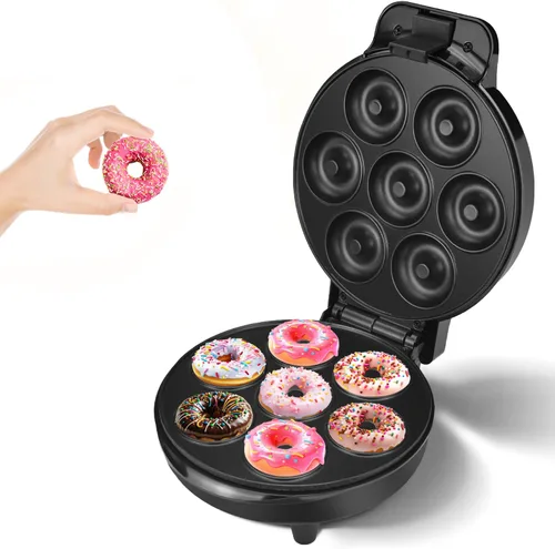 DSP Mini máquina para hacer donas - Eléctrica con superficie antiadherente y toque frío para mini donas - Perfecta para desayunos, aperitivos y