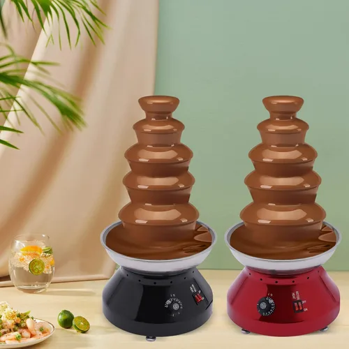 Miniatura 7 de Máquina comercial de fuente de chocolate de 5 niveles, calentador de fusión de acero inoxidable de gran capacidad de 7 libras, 101.4 fl oz, 230 W