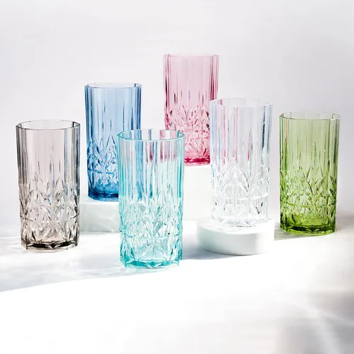 Miniatura 2 de BELLAFORTE Vaso alto de Tritan inastillable, juego de 4, 18 onzas, vasos para beber Myrtle Beach, vasos de plástico irrompibles para regalos, Azul