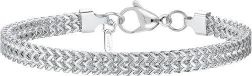 Ritach Pulsera de plata de eslabones cubanos para hombre, resistente cadena de acero inoxidable, juego de pulseras para papá, novio, marido
