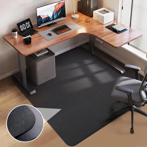 Tapete para silla de oficina para suelo de madera dura: 53 x 45 pulgadas, alfombrilla grande para silla rodante negra para pisos de madera dura y