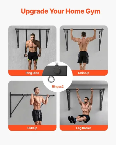 Miniatura 6 de VEVOR Pull Up Bar, Multi-Grip Wall Mounted Pull Ups, 50 in Width Multifunctional Chin Up Training Station, Heavy Duty Steel Upper Body Workout Bars