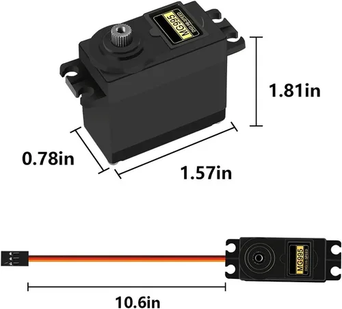 Miniatura 5 de 4 piezas MG995 RC Servo Moto Metal Gear Servo de alta velocidad Motor servo digital compatible con coche inteligente robot, barco, helicóptero RC