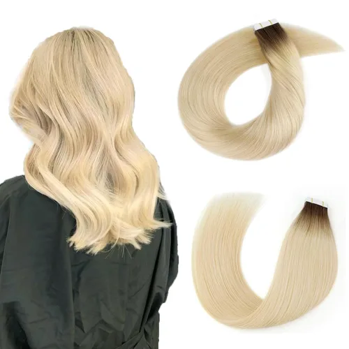 Miniatura 40 de ABH AMAZINGBEAUTY HAIR Extensiones de cinta de cabello humano Remy real, Remi, extensiones de cabello negro con pegamento en trama de piel