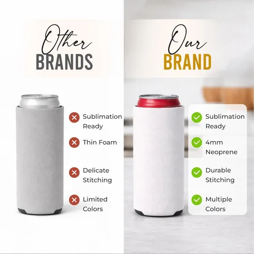 Miniatura 9 de Slim - Paquete de 12 fundas enfriadoras de latas con aislamiento de neopreno en blanco para latas de cerveza y refrescos delgados de 12 onzas