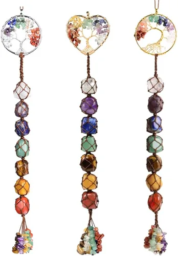 Anjiucc Árbol de la vida de cristal curativo de 7 chakras para colgar en la pared, decoración de interiores, decoración de ventanas, meditación de