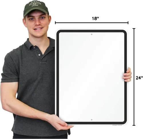 Miniatura 5 de SmartSign Letrero de metal en blanco de 24 x 18 pulgadas con borde, serigrafiado, aluminio laminado U52 de 80 mil a prueba de óxido, blanco y negro
