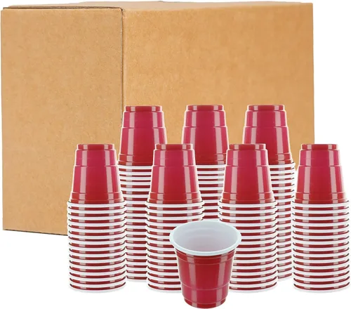PARTY BARGAINS Vasos de chupito de plástico de 2 onzas (paquete de 2880) mini vasos de chupito de plástico desechables rojos, chupitos de gelatina,