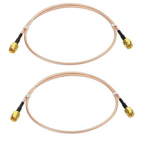 Miniatura 10 de Superbat Paquete de 2 extensiones de cable SMA, macho SMA a macho SMA macho conector de ángulo recto RG316 puente coaxial, 12 pulgadas