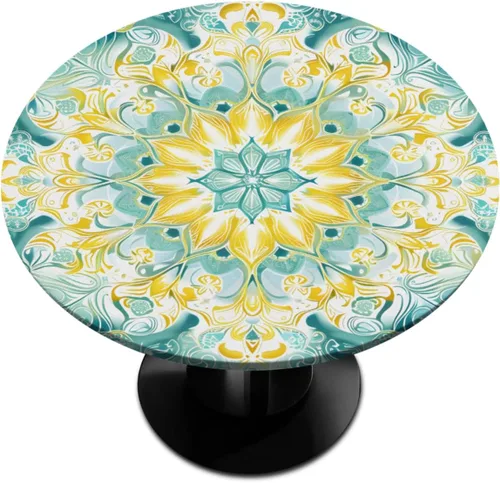 Miniatura 34 de Mantel Redondo con Elástico para Mesa de Playa, Diseño de Estrella de Mar, Cubierta de Mesa Circular, Impermeable, Lavable, de Poliéster, Pequeñas