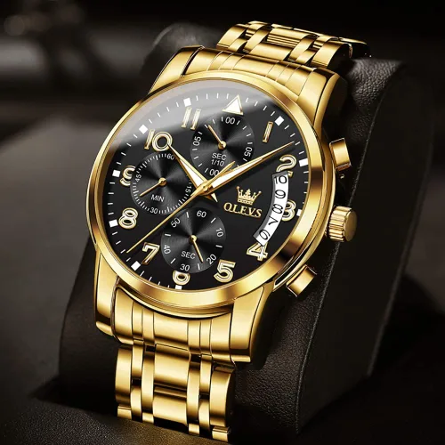 Miniatura 2 de OLEVS Mens Watches Big Face Watches Stainless Steel Waterproof Date Analog Quartz Watches Fashion Business Chronograph Wrist Watches for Men