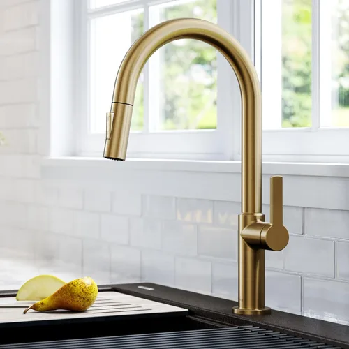 Miniatura 8 de KRAUS Oletto Grifo de Cocina de Una Sola Manija con Rociador Extraíble en Latón Cepillado Sin Manchas, KPF-2820BB Bronce cepillado