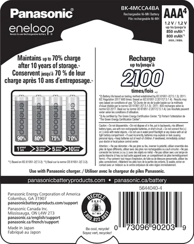 Miniatura 2 de Baterías recargables precargadas AA Panasonic Eneloop, 2100 Ni-MH AAA Paquete de 4 Blanco