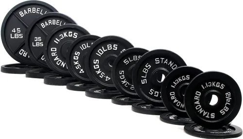 Miniatura 8 de Signature Fitness Olympic - Placa de pesas de hierro fundido de 2 pulgadas para entrenamiento de fuerza y levantamiento de pesas, varios tamaños