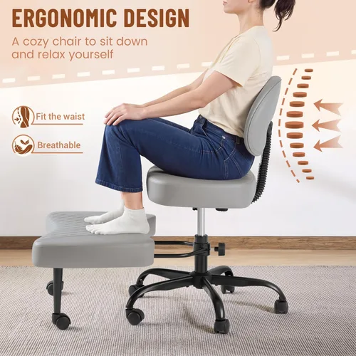 Miniatura 4 de Homall Silla ergonómica de escritorio de oficina con patas cruzadas con ruedas, giratoria de 360° y altura ajustable para meditación y TDAH, silla